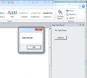 TaskPaneHelloWorld